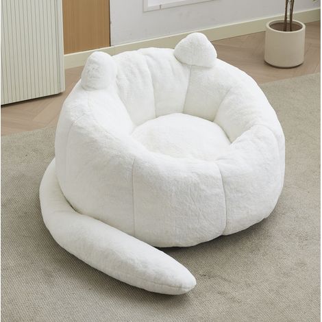 Divano a forma di loto, morbido, in plush bianco (1/5)