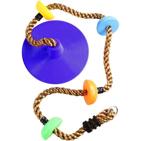 Balançoire Enfant Extérieur Siège de Corde d'escalade pour Enfants de 2 m, Balançoire à Suspendre Extérieur Jardin avec Corde Réglable, Plaque de Suspension avec Corde Balançoire à Disque (1/4)