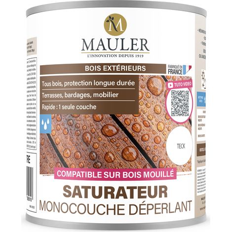 Saturateur monocouche bois et terrasse - 10L Mat Teck - Protection UV et intempéries - Saturateur monocouche déperlant Mauler