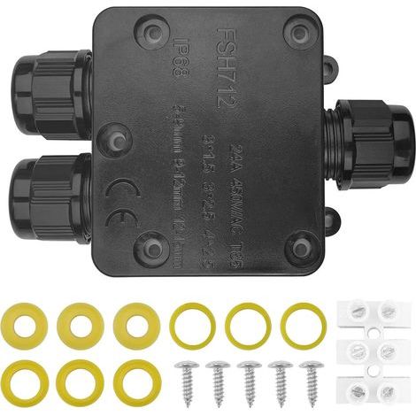 Boite de Derivation Etanche Exterieur IP68, Connecteur Etanche, Connecteur Étanche à 3 Voies pour Câble Ø 5-15 mm Diamètre, Boîte Dérivation Étanche Extérieur pour Jardin Câble Souterrain