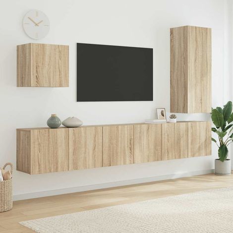 vidaXL 5 Piece TV Wall Units Sonoma Oak Engineered Wood (1/5)