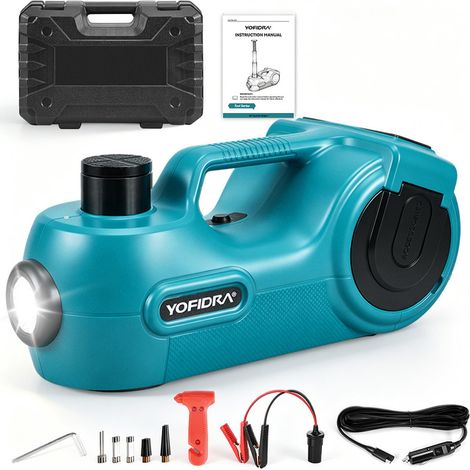 12V Cric électrique Voiture Kit 5 tonnes- 2en1Jack avec Gonfleur 150PSI - Cric Sol pour monospace SUV/Pick (1/5)