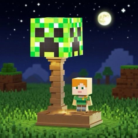 Lampe de bureau style pixel, avec variateur d'intensité à 5 niveaux et effet lumineux « respiration » arc-en-ciel (1/5)