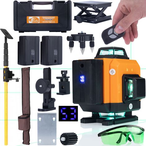Rosfix Set Orange Tiger ROT16L – 16 Linien Kreuzlinienlaser mit Stativ, Wandhalter & Brille  360° Grünlaser, IP54, 25 m Reichweite  Selbstnivellierend  Laser-Messwerkzeug