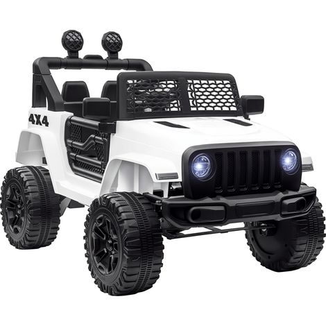 Elektrisches Kinderauto, Hinterradantrieb, 12 V, max. 5 km/h. Inkl. Fernbedienung, Licht- und Soundeffekte, Maße: 100 x 65 x 72 cm (L x B x H), Weiß