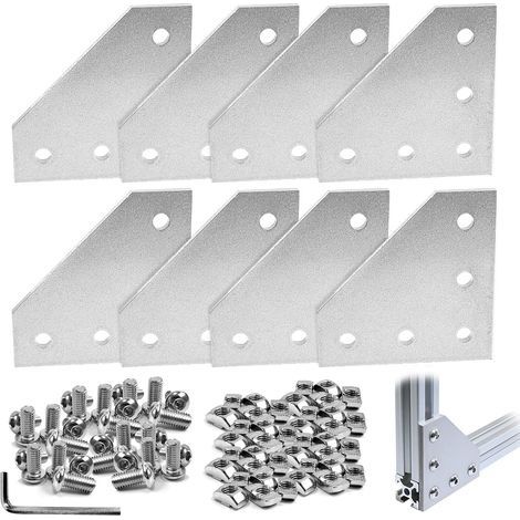 8 pcs Plaques de Connexion Supports D'angle en Forme de L, 5-Trou L Jonction Aluminium Rail Profile, avec 40 Ecrous M5 + 40 Vis M5 + 1 Hexagonale M3 Clé, pour Profilés en 2020 Aluminium (1/5)