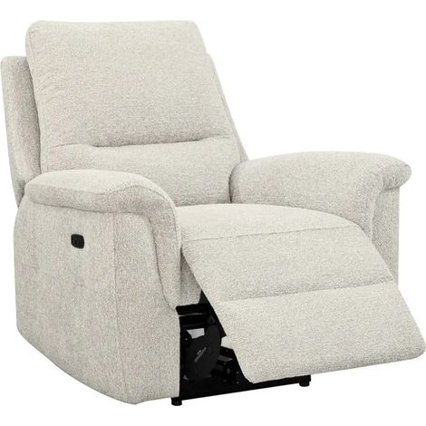 Fauteuil relax électrique en tissu doux beige – LEONIE