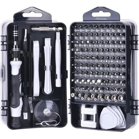 Kit de tournevis de précision 115 en 1 pour la réparation de smartphones, ordinateurs portables, lunettes, montres, jouets et bijoux (gris) (1/4)