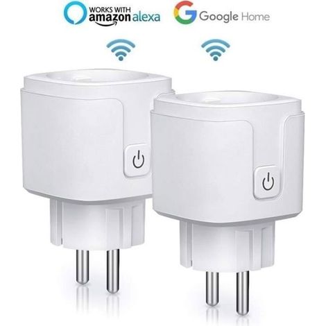 (Blanc)2PCS Prise Connectée Wifi, 16A Compatible avec Android iOS Amazon Alexa Google Home Assistant Courant Programmable Télécommande App (1/4)