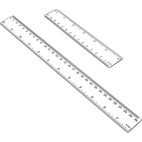 Juego de 2 reglas rectas de plástico de 15 cm y 30 cm, accesorio de medición, transparente (1/5)