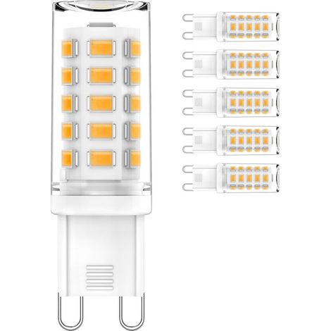 6PCS G9 ampoule LED 4W, 40W équivalent à halogène, 450LM, angle de faisceau 360° Économie d'énergie, non dimmable,blanc chaud, 2700K (1/5)