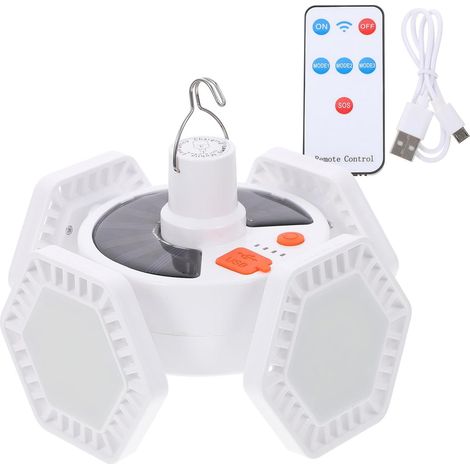 Lampe Solaire de Camping 169 LED Pliable Recharge USB 5 Niveaux D'éclairage , Design en Pp Blanc , pour L'éclairage Extérieur Camping [Classe énergétique A] (1/5)