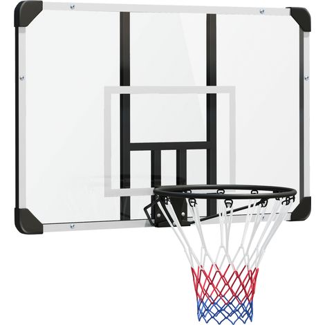 Panier de basket mural en acier noir avec planche et filet 113 x 61 x 73 cm pour activités extérieures (1/5)