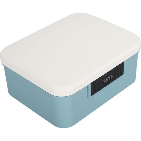 Coffre de rangement verrouillable, capacité de 9l, pour fichiers, organisateur de documents, boîte de verrouillage par mot de passe à Double couche, bleu lac (1/5)