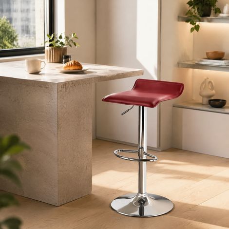 DESMIU Tabouret de Bar Pivotant avec Hauteur Réglable à 360° et Design Ergonomique en Similicuir Rouge Vin (1/4)