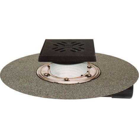 Sumidero para terrazas y balcones DN50/75, lámina bituminosa soldada, desconector a prueba de heladas, 150x150/137x137mm hierro