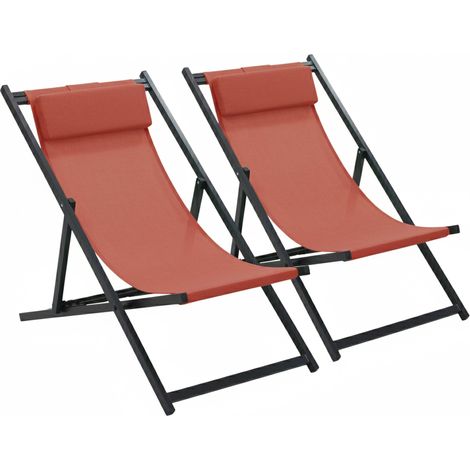 Lot de 2 transats en aluminium terracotta