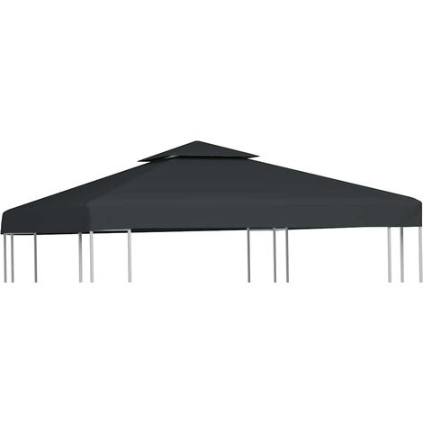 Recouvrement de remplacement d'auvent - pour Jardin Terrasse Extérieur Patio 310 g/m² 3x3 m Gris foncé BV506720 - BonneVie (1/4)