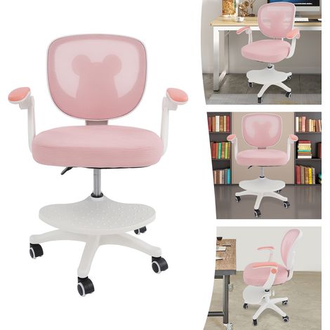 YISSALE-Schreibtisch- und Stuhlset für Kinder Ergonomischer Bürostuhl Drehstuhl für Kinder Sitz für Jugendliche mit Fußstütze Verstellbare Sitztiefe Mit Armlehnen Höhenverstellbar Ausführung in Rosa 1 (1/5)