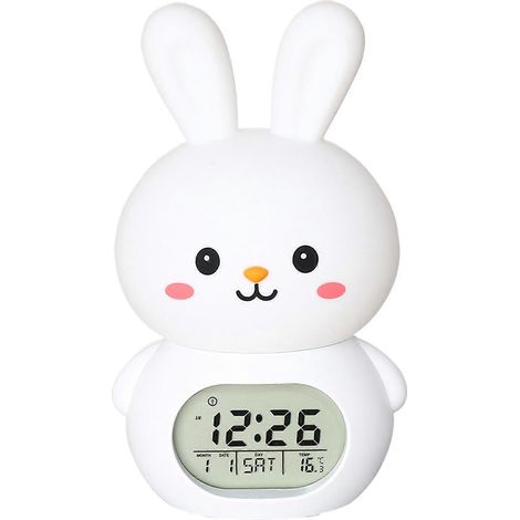 Hasen-Nachtlicht für Kinder, niedliche Hasen-Nachttischlampe mit Touch-Steuerung, digitalem Timer, einstellbarer Helligkeit, weiß, Stecker