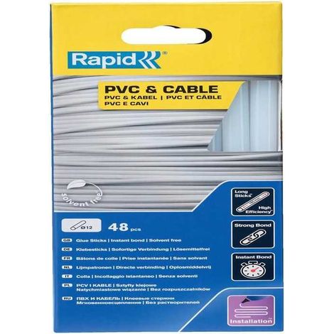 Bâtons de colle - Rapid - 12 mm - 48 bâtons - PVC - Résine - Intérieur