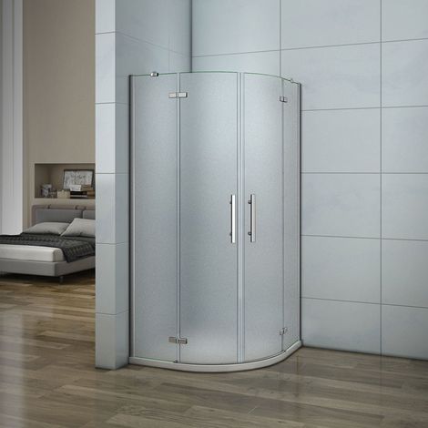 195 cm Box Doccia Semicircolare Opaco 2 Porte Battenti Vetro 6 mm Temperato Satinato Anticalcare con Barra Stabilizzatrice 80x80 cm