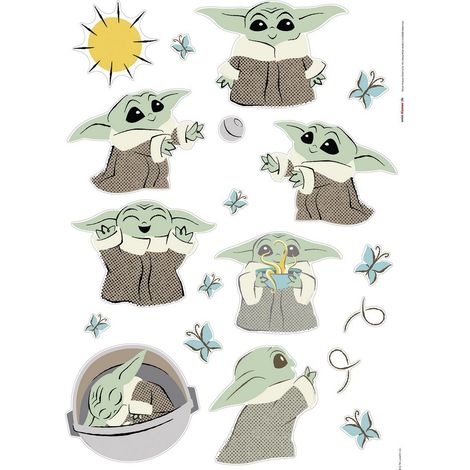 Sticker mural Star Wars The Mandalorian Baby Yoda SunShine 50 x 70 cm (1/2)