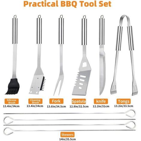 11 Pcs Professionnel d'Accessoires Barbecue en Acier Inoxydable - Ustensiles Barbecue avec Sac Portable - Set d'Outils Barbecue p (1/5)
