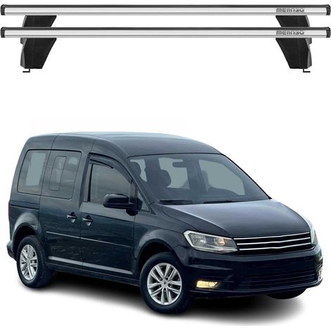 OMAC Dachträger Querträger Alu für VW Caddy Life 2015-2020 – Abschließbar – T-Nut – City-Crash-getestet – Max. 75 kg Silber (1/5)