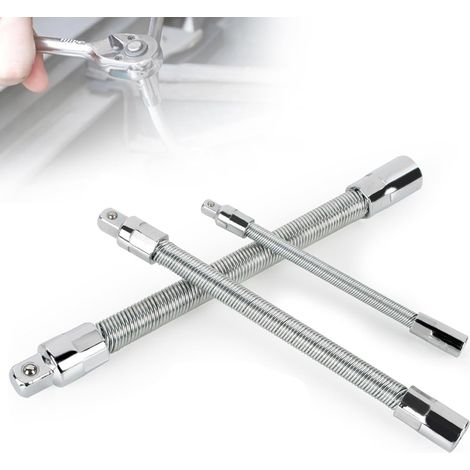 Juego de 3 extensiones de llave de tubo flexible de 1/2, 3/8 y 1/4" con soporte de punta hexagonal flexible y eje flexible para destornillador inalámbrico. (1/5)