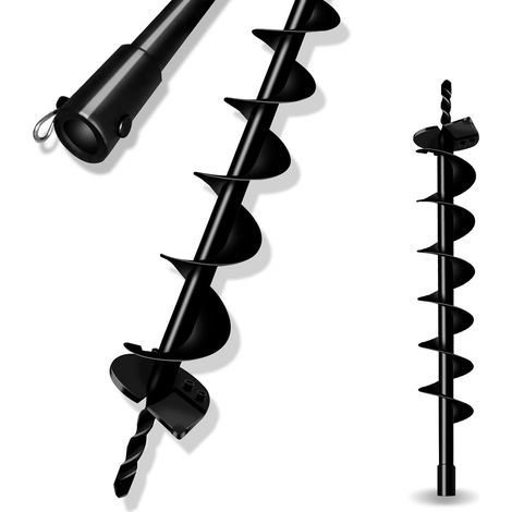 Foret de sol, excavatrice de puits, excavatrice de clôture, 20 mm Interne Axe Auge solide, foret de jardin pour la plantation d'arbres, de bulbes, 10 cm x 80 cm (1/5)