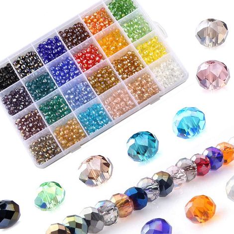 1200Pièces 6mm Perle en cristal, perle en verre à facette multi-couleur AB Perles dans une Boîte pour Bracelets, Colliers, Porte-Clé, Broderie et Fabrication de Bijoux (1/5)