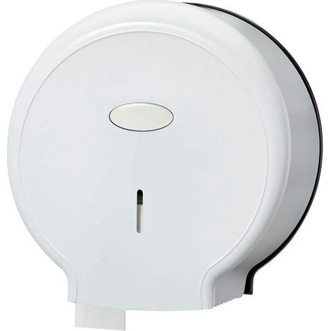 Wall-mounted plastic toilet paper dispenser without perforation, large toilet paper dispenser for public restrooms, white (1/5)
