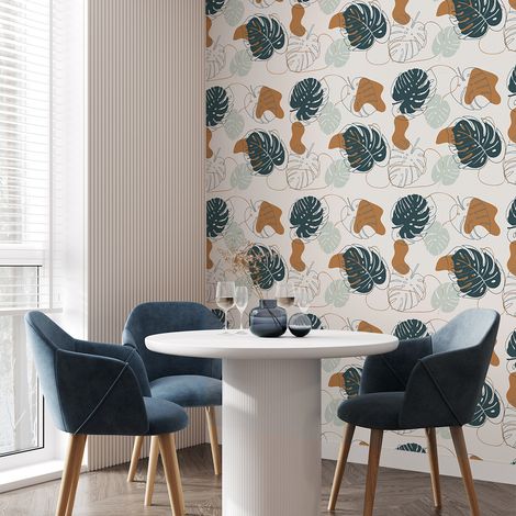 Papier peint intissé pré-encollé - ART MODERNE FEUILLES DE MONSTERA - 1 rouleau de 300x60cm (1/5)