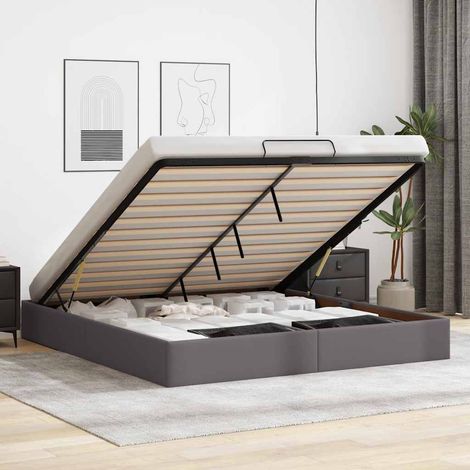 Ottoman-Bett ohne Matratze Grau 180x200 cm Kunstleder