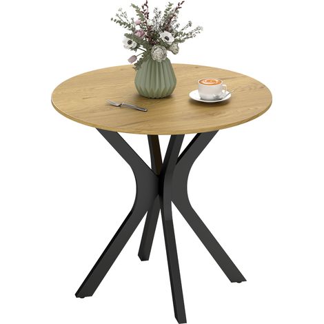 Moderner runder Esstisch 78x78x75 cm aus Naturholz