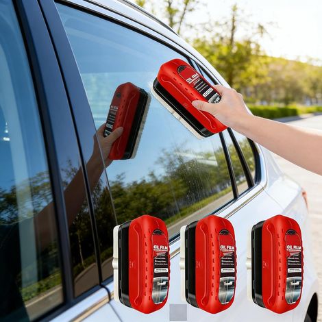 Brosse Nettoyant Pour Film De Voiture,3pcs Automotive Oil Film Cleaning Brush,Brosse Nettoyage Anti Pluie Pare Brise,Dissolvant Film D'Huile Verre Pour Voiture,Car Glass Oil Film Cleaner (1/5)