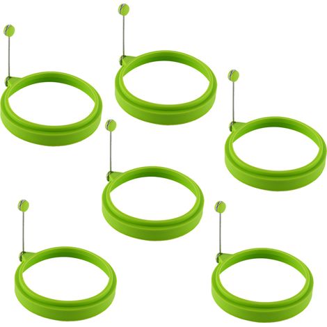 Anneau À Oeufs En Silicone - 6 Pièces - Diamètre 10 Cm - Pour Omelettes, Crêpes Et Œufs Frits - Poignée Rotative Anti-Brûlure - Lot De 6