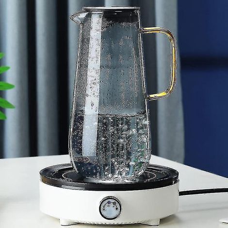 Nordischer, hitzebeständiger Glaskessel mit 1600 ml Fassungsvermögen, Filter für Saft, Kaffee und Milch sowie Deckel. (1/4)