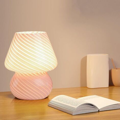 Lampe de Chevet Champignon, Lumière de nuit en Verre Chambre à Coucher, Lampe De Chevet, Lampe de Chevet Chambre Lampe Veilleuse(Rose) (1/4)