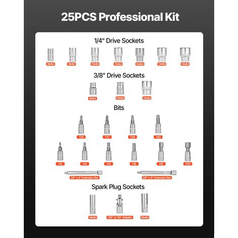 Clé dynamométrique à déclic 3/8 pouce 5-60 Nm 3.7-44.3 lbf.ft réversible 72 dents ±3% précision sockets douilles embouts rallonge doigt bougie adaptateur orange (1/5)