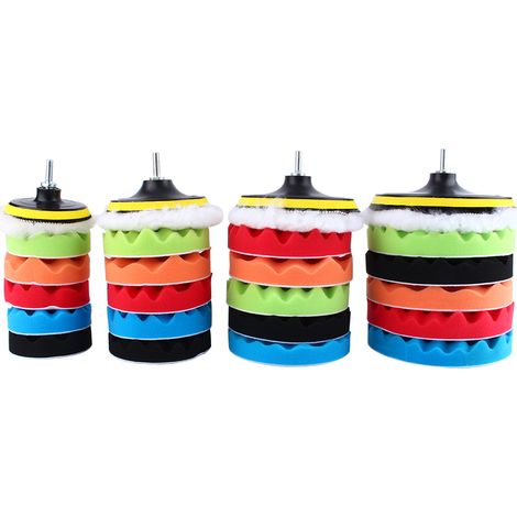 Kit 7 disques mousse polissage lustrage tampons 180mm pour polisseuse voiture adaptateur M14 perceuse (1/5)