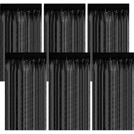 6 Pièces Rideau Métallique Noir 1m X 2m Rideau Frange Anniversaire Rideau Fete Noir Décoration de Fond pour Anniversaire Halloween Noël événements de Fête (1/4)