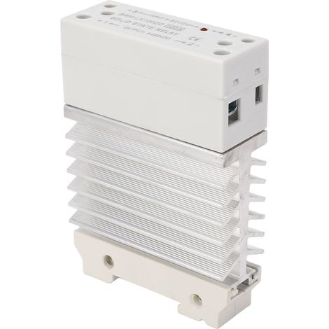 Relais statique rail DIN 35mm entrée 3-32V CC sortie 5-220V CC monophasé avec dissipateur aluminium intégré (1/5)