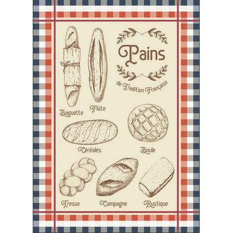 Torchon en coton pains tradition française Ecru 50x70 cm