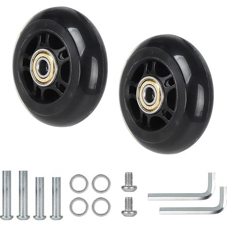 2x Roulette Valise Caoutchouc 70  24mm, Roue Valise Universelle, Roulette Valise Remplacement pour Tourister, Trolley, Bagage, Poussette, Assemblage Facile