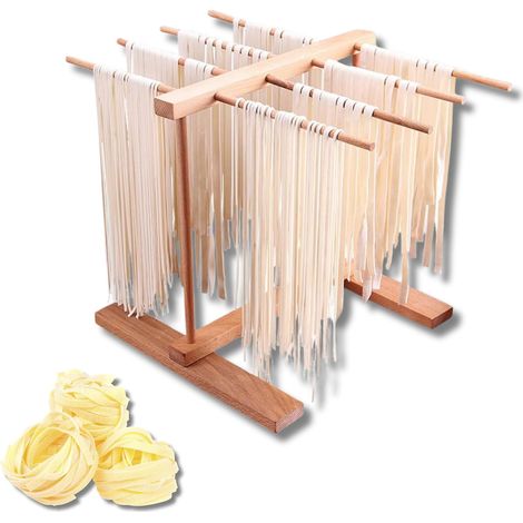 Séchoir à Pâtes Fraîches, Séchoir à Pâtes En Bois Pliable En Bois De Hêtre Naturel, Avec 8 Poignées De Barre, Séchoir à Spaghetti Suspendu, Pour Restaurant à La Maison (1/5)