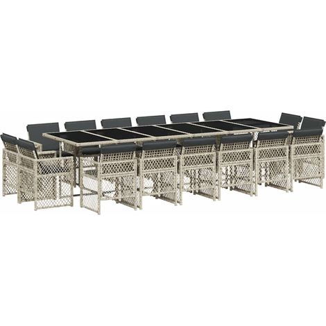 Maison Exclusive - Ensemble à manger de jardin et coussins 17 pcs gris clair rotin (1/5)