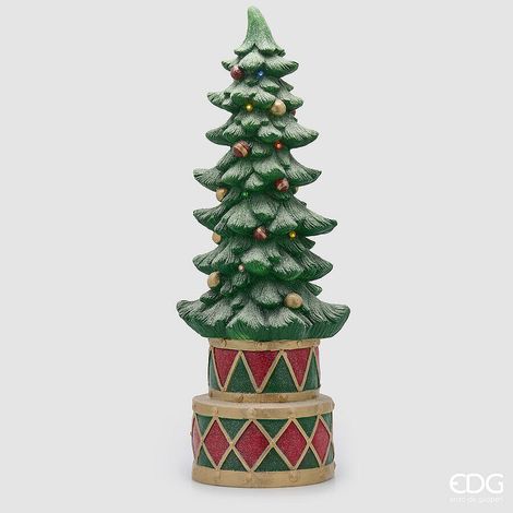 EDG Enzo De Gasperi Decoro Pino Natalizio con Led H 100 Cm D 40 Cm Verde Rosso (1/5)