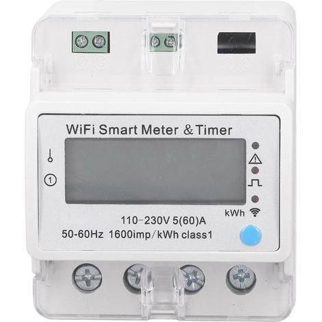 Compteur Énergie Intelligent DIN Rail WiFi Moniteur Électrique Digital Affichage AC 110-230V Interrupteur de Suivi Énergétique (1/5)